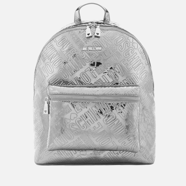 LOVE MOSCHINO Love Moschino Metallic logo backpack silver